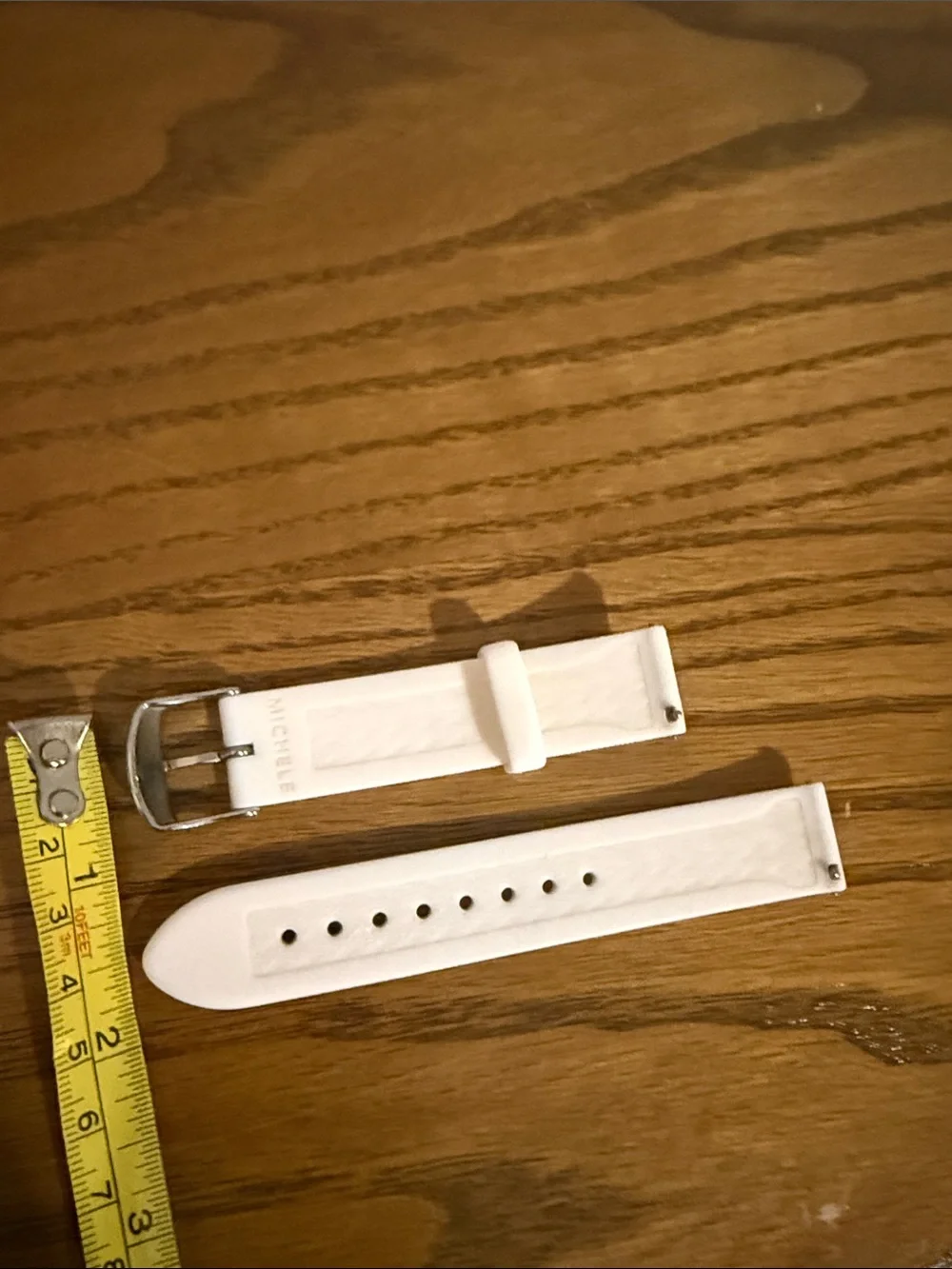 Michele White Silicone Watch Strap with Embossed Logo